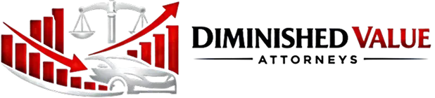 Graph with red bars, scales of justice, white car, and the word "VALUE" in red.